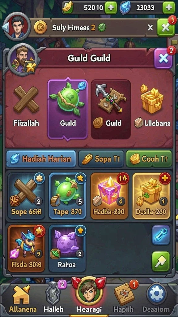 Tampilan menarik dari antarmuka game 73K.